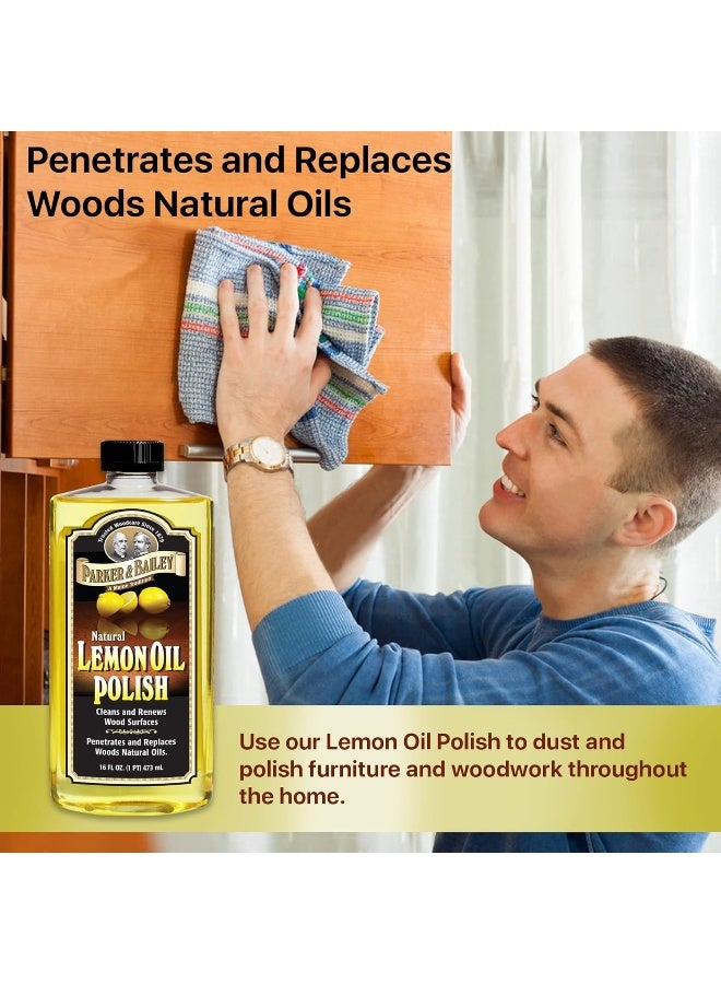 Parker & Bailey Natural Lemon Oil Polish 473ml Wood Cleaner & Conditioner, Furniture Polish for Cabinets Tables Floors, Restores Shine Protects Wood Surfaces with Deep Nourishing Oil Formula - Image 5