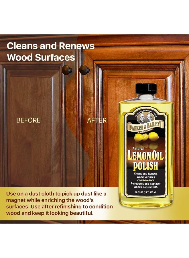 Parker & Bailey Natural Lemon Oil Polish 473ml Wood Cleaner & Conditioner, Furniture Polish for Cabinets Tables Floors, Restores Shine Protects Wood Surfaces with Deep Nourishing Oil Formula - Image 3