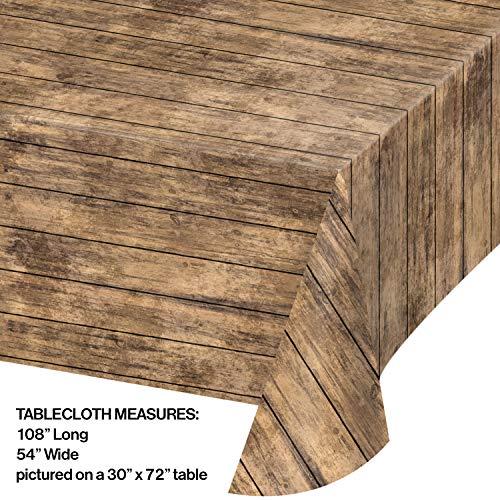 Creative Converting 329655 Wood Grain Design Plastic Tablecloth - Image 2