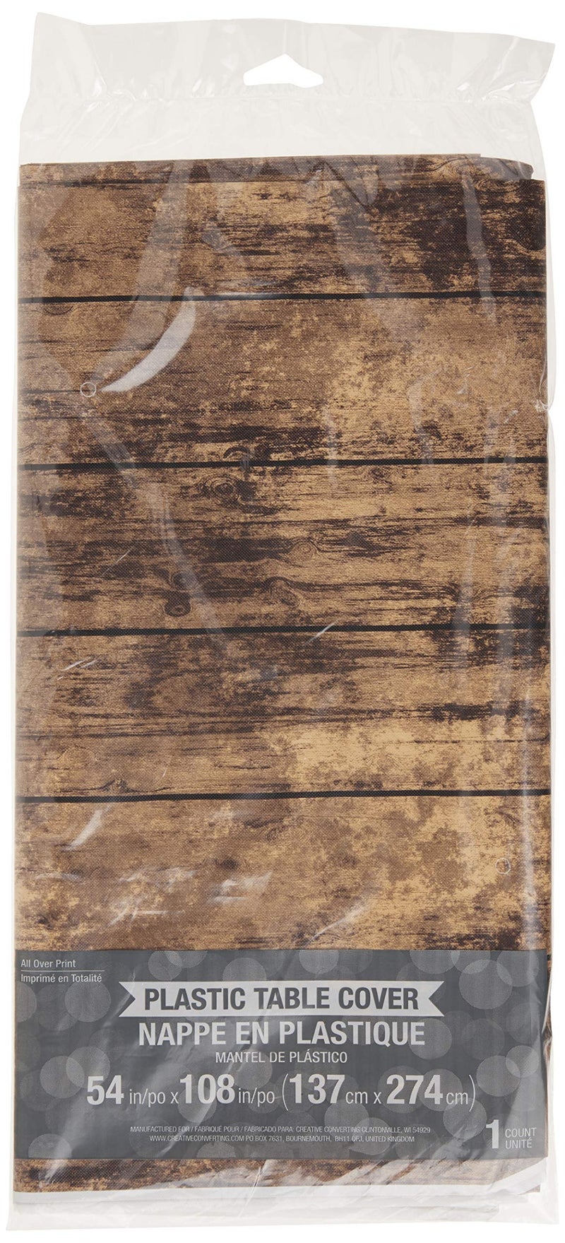 Creative Converting 329655 Wood Grain Design Plastic Tablecloth - Image 3