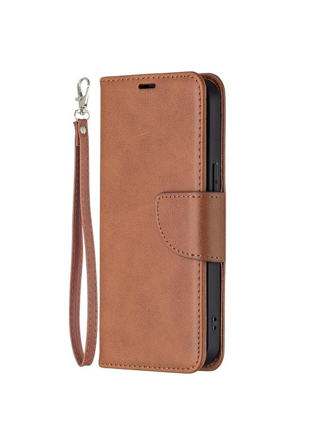 اس-توب جراب لهاتف iPhone 13 Pro Max من جلد الحمل بتصميم كلاسيكي بلون نقي مع حامل وفتحات للبطاقات ومحفظة وحبل تثبيت - Image 2