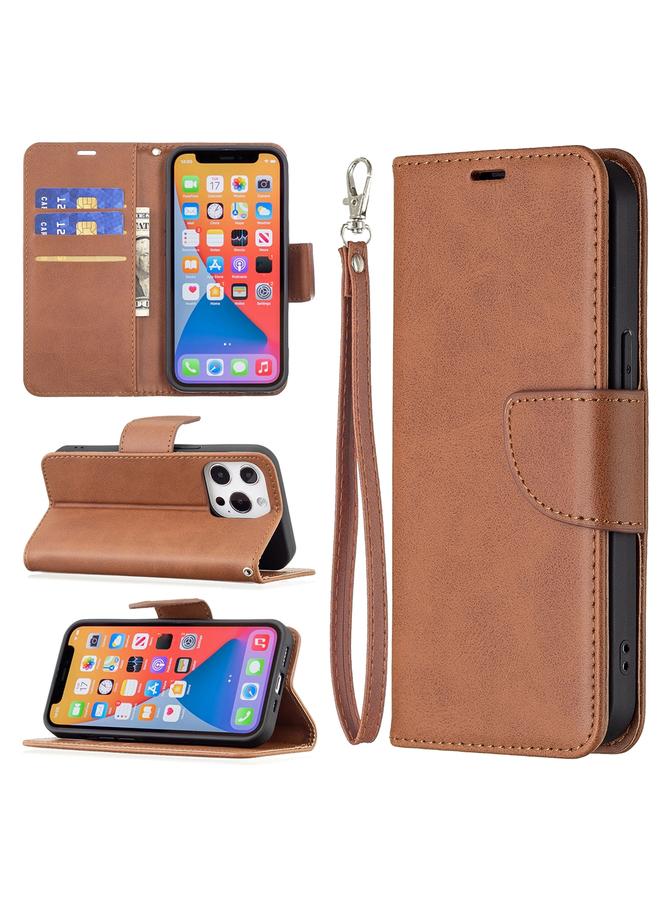 اس-توب جراب لهاتف iPhone 13 Pro Max من جلد الحمل بتصميم كلاسيكي بلون نقي مع حامل وفتحات للبطاقات ومحفظة وحبل تثبيت - Image 1