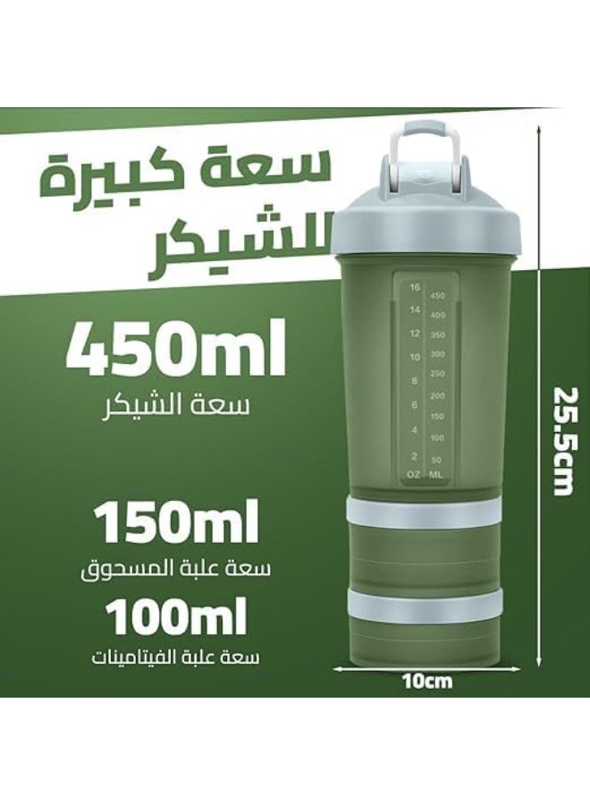 SportQ SportQ®️ Protein Shaker Bottle (450ml) Leakproof Shaker Bottle with Storage for Protein and Pills - BPA Free Shaker Bottle for Gym and Workout - Image 5