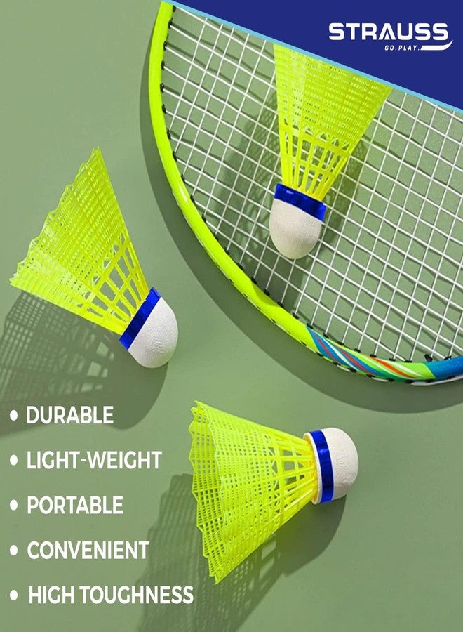 Strauss Smash Hit-22 Nylon Shuttlecock (Pack of 6) | Stable Flight, Fast Recovery & Near Feather Shuttle Performance | Medium Speed, Durable & Less Frequent Replacement (Yellow) - Image 3