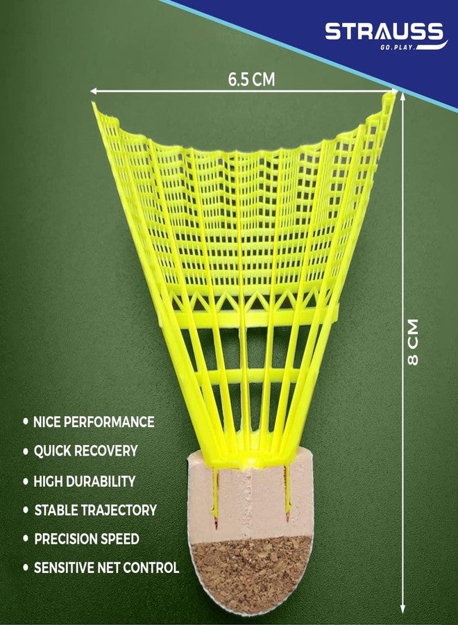 Strauss Smash Hit-22 Nylon Shuttlecock (Pack of 6) | Stable Flight, Fast Recovery & Near Feather Shuttle Performance | Medium Speed, Durable & Less Frequent Replacement (Yellow) - Image 2