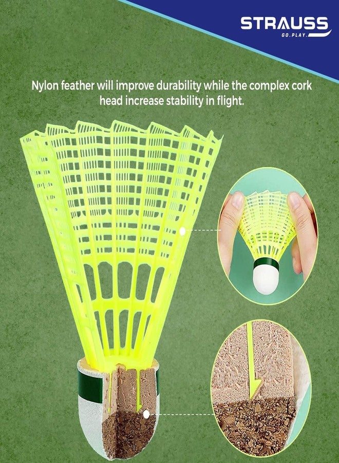 Strauss Smash Hit-22 Nylon Shuttlecock (Pack of 6) | Stable Flight, Fast Recovery & Near Feather Shuttle Performance | Medium Speed, Durable & Less Frequent Replacement (Yellow) - Image 5