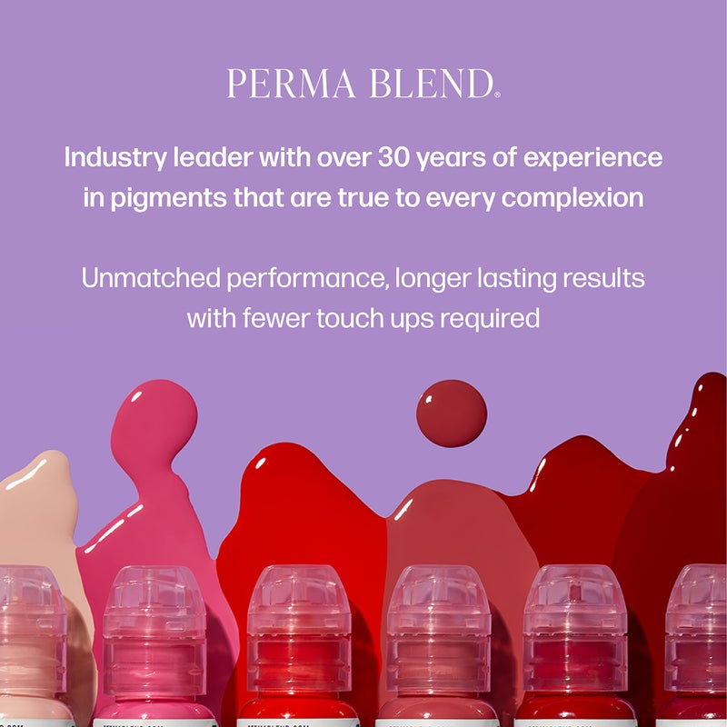 Perma Blend مجموعة حبر تاتو بيرما بليند موف ووردي - مجموعة ميكروبليدنج لشفاه - مستلزمات تاتو لـ PMU - تشمل وايلد فلاور، موف و فرنسي فانتسي لشفاه - نباتي (0.5 أونصة لكل منها) - Image 5