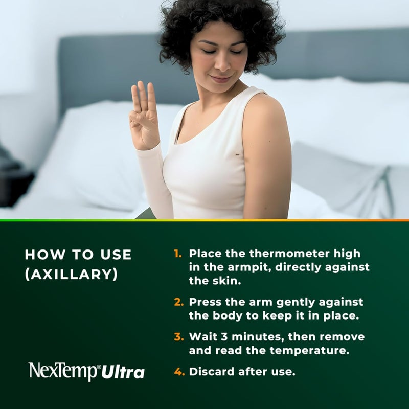 NEXTEMP Ultra Single-Use Thermometers - Individually Wrapped Disposable First Aid Supplies with High-Accuracy Readings, for Work, Home, and Travel, Fahrenheit, 12-Pack, by Medical Indicators Inc. - Image 4