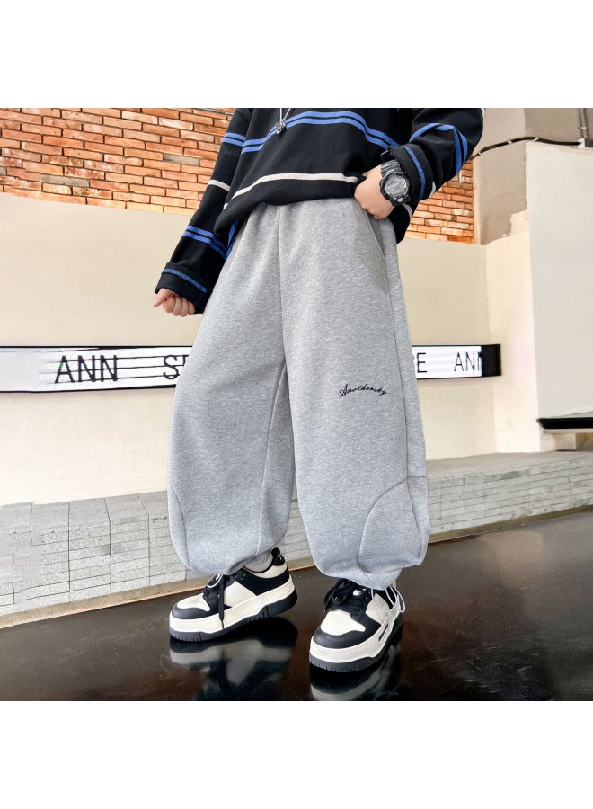 Boys' Spring Fashion Straight-leg Wide-leg Curved Hem Sweatpants  New Children's Boys' Spring Sports Loose Pants