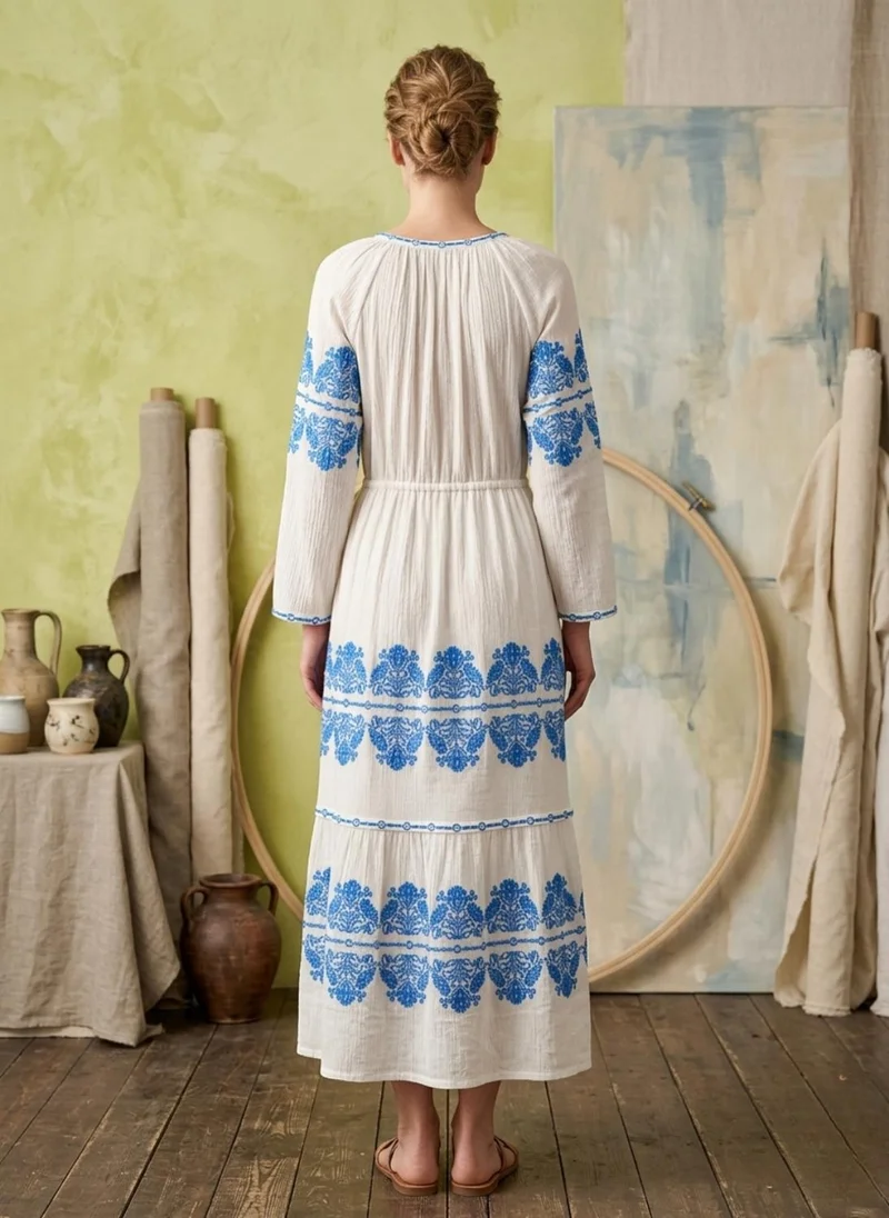 Alaya Women Embroidered  Crepe Cotton Dress -AL3736