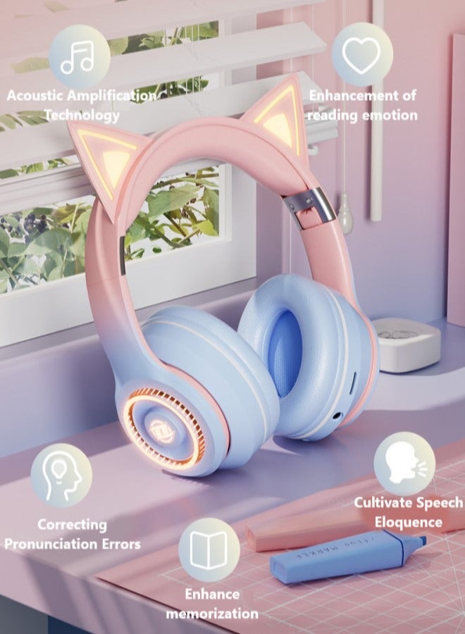 GUDOO Bluetooth Cat Ear Headphones For Kids Wireless and Wired Mode Foldable Headset With Mic RGB LED Light, Cat Ear Wireless Headphones, Stereo Gaming Headset for Cellphone  - Image 2
