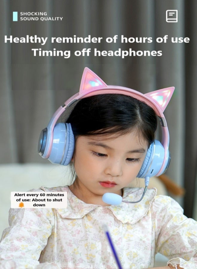 GUDOO Bluetooth Cat Ear Headphones For Kids Wireless and Wired Mode Foldable Headset With Mic RGB LED Light, Cat Ear Wireless Headphones, Stereo Gaming Headset for Cellphone  - Image 4
