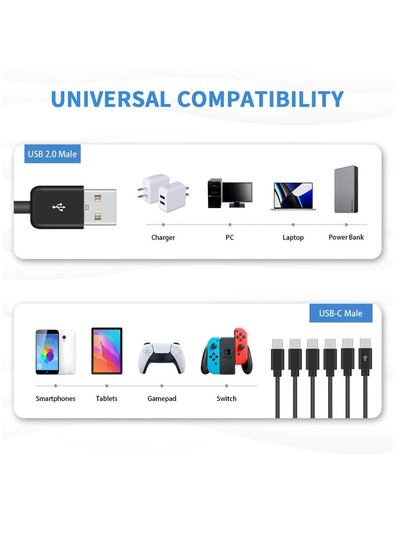 USB A to USB C Splitter Cable, Multi USB C Splitter Cable, 6 in 1 USB 2.0 Type A Male to 6 USB C Male Charging Cable, for USB Type-C Phone, Tablet, 5ft - Image 5