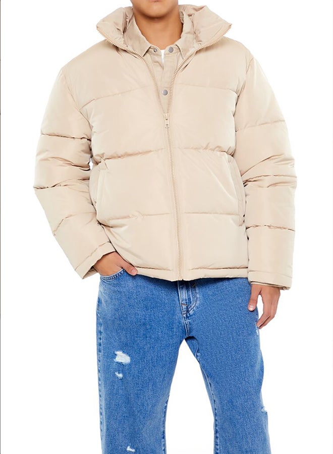 Quilted Funnel-Neck Puffer Jacket