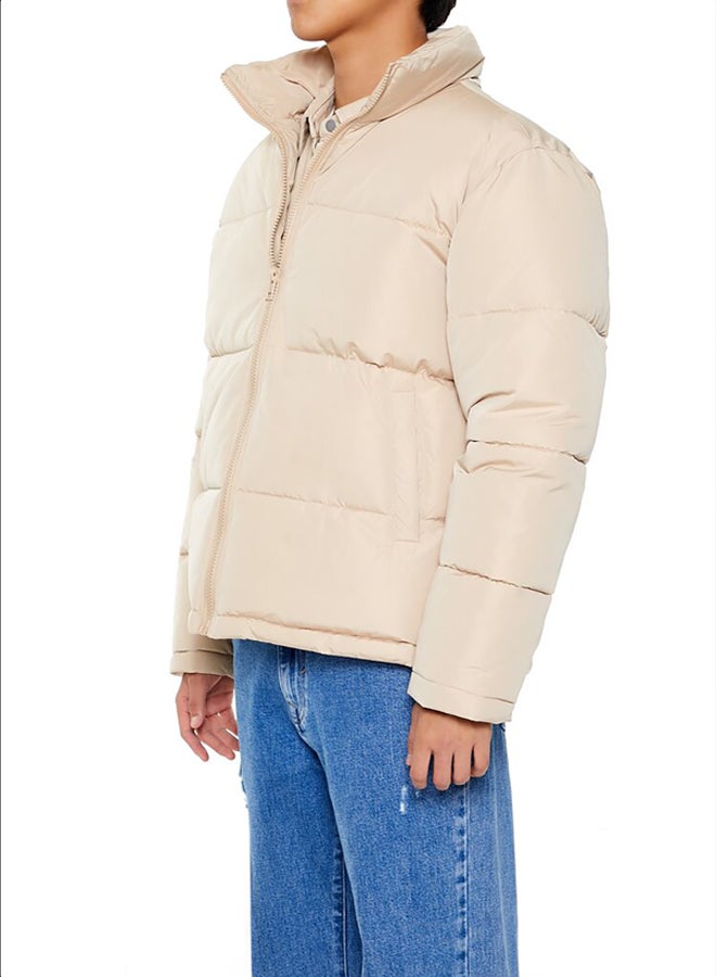 Quilted Funnel-Neck Puffer Jacket