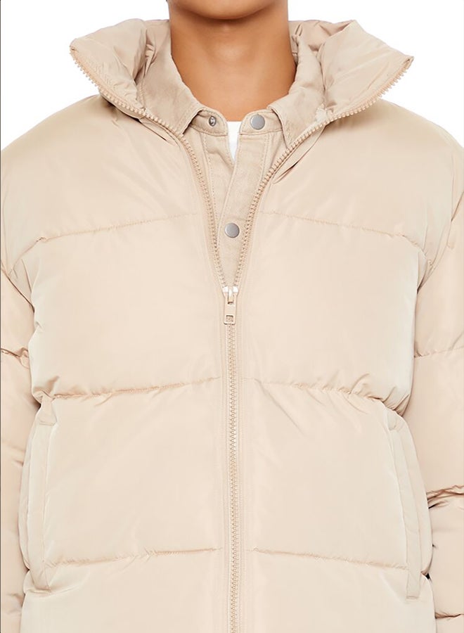 Quilted Funnel-Neck Puffer Jacket