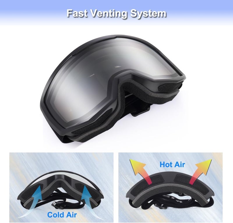 EXP VISION Ski/Snowboard Goggles for Men Women, OTG Snow Goggles Anti Fog UV Protection - Image 3