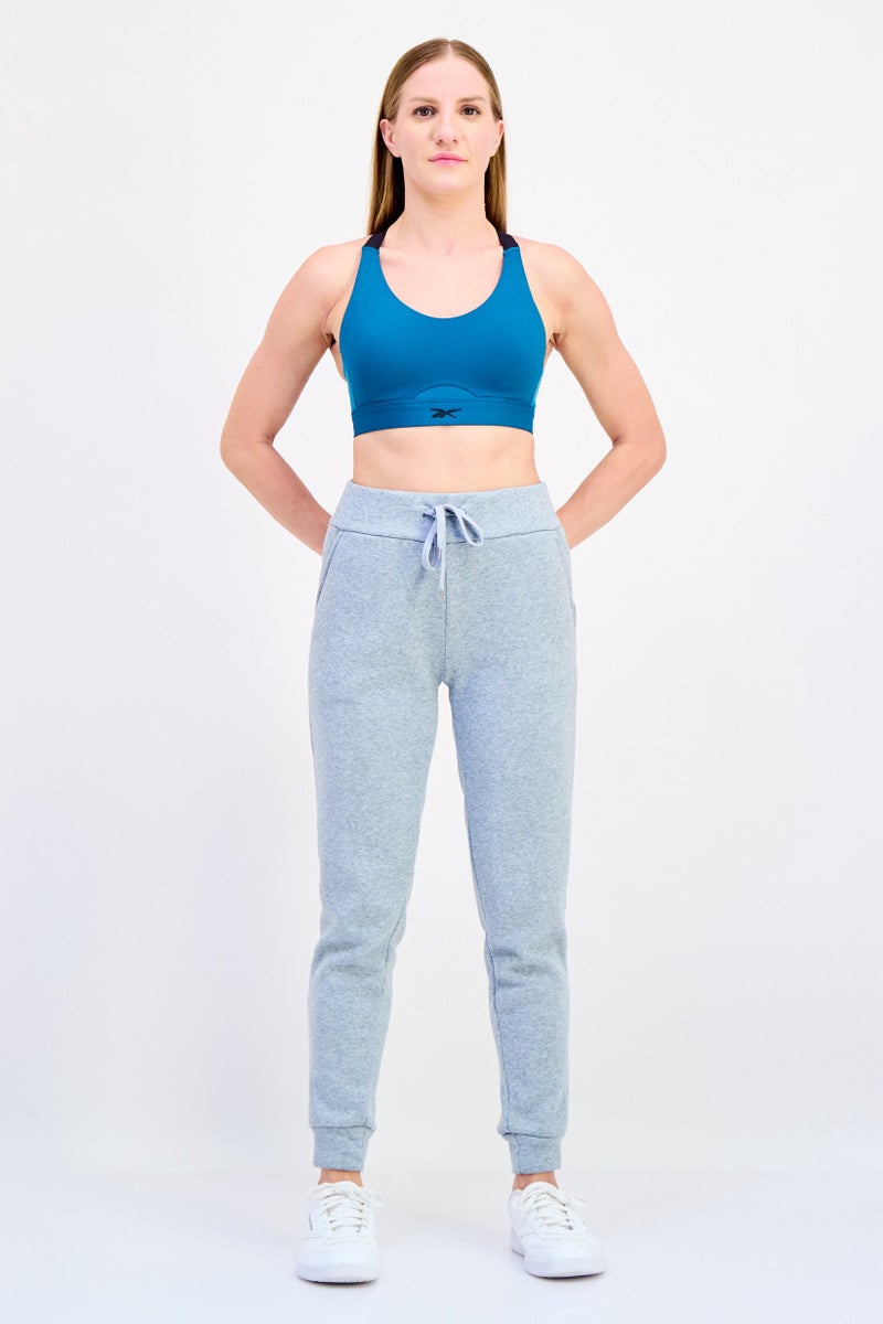 Reebok حمالة صدر رياضية مبطنة بشعار العلامة التجارية للنساء، أخضر مائل إلى الأزرق - Image 4