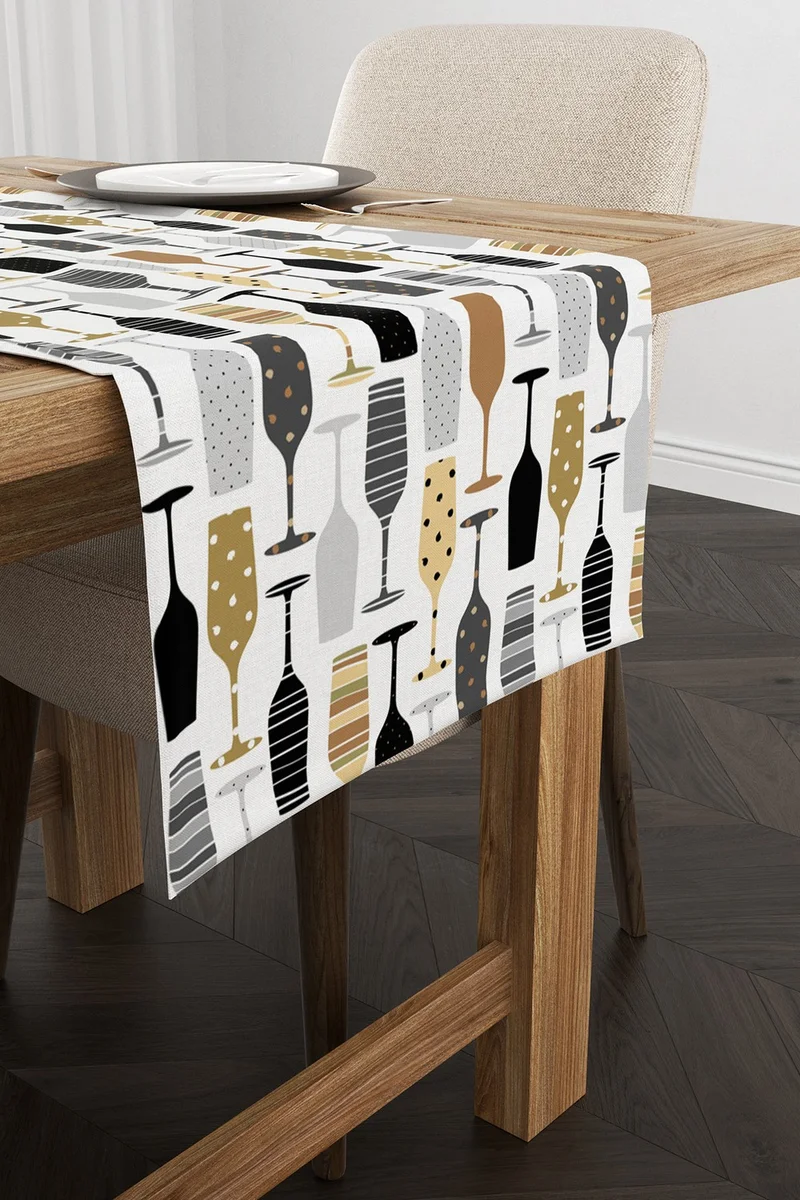 Cango Home White Black Decorative Object Patterned Digital Printed Runner CGH590-RN