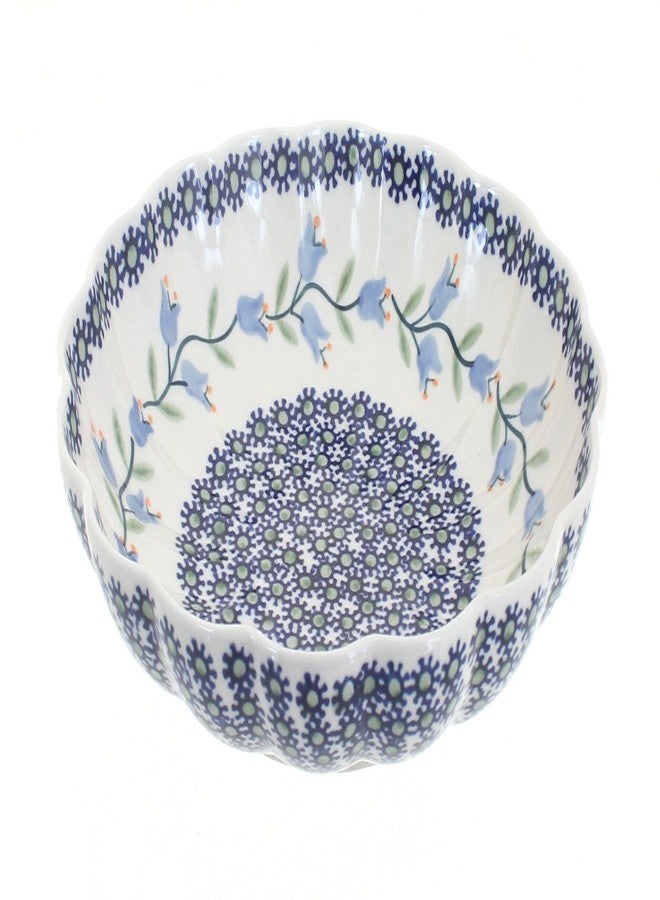 Blue Rose Pottery Blue Rose Polish Pottery - Blue Tulip Medium Scallop Bowl - 7.75" Diameter - Beautiful Serving Bowl for Special Occasions, Dinner Parties, Or Everyday Dining - Image 1
