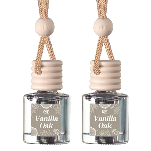 CE Craft Co Hanging Car Air Freshener Diffuser 2 Pack Long Lasting Fragrance Oil Car Freshener Glass Bottle Auto Air Freshener Made in USA Vanilla Oak - Image 1