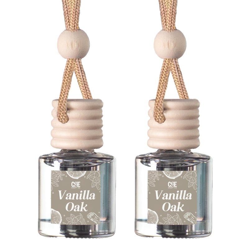 CE Craft Co Hanging Car Air Freshener Diffuser 2 Pack Long Lasting Fragrance Oil Car Freshener Glass Bottle Auto Air Freshener Made in USA Vanilla Oak - Image 3