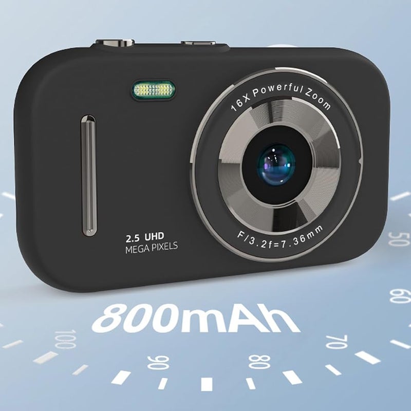 Black Digital Camera 16X Zoom Vlogging Compact Travel Video Camera For Kids Teens Adults - Image 3
