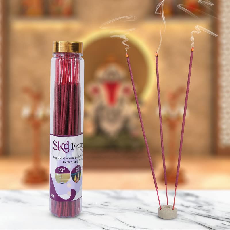 S K D SKD Rose Fragrance Organic Agarbatti (100g) Luxury Incense Sticks | Low Smoke, Zero Charcoal Dhoop Sticks for Pooja, Meditation, Home Fragrance, Office & Festivals | Long Lasting Aroma - Image 1