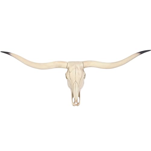 suruim Longhorn Wall Decor Long Horns Wall Decor Resin Long Horn Skull Head Sculpture, Cow Skull Accent for Western Gothic Style, Ranch Farmhouse Living Room Bedroom (A) - Image 1