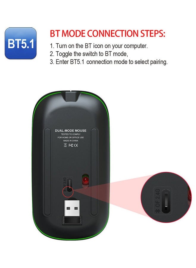 NIBEMINENT Dual Mode Wireless Mouse Black  - Image 4