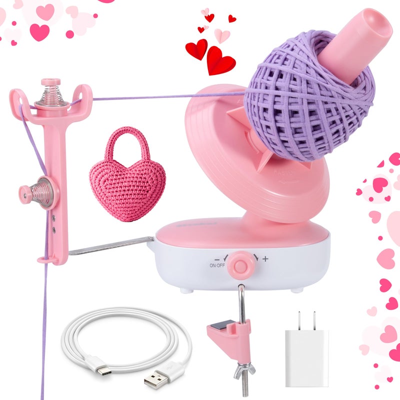 Etcokei Electric Yarn Winder Pro Upgrade 10oz Large Capacity Ball Winder with DualSpring Tension Stepless Speed Adjustable Auto Yarn Spinner Ideal Gifts for Crochet and Knitting LoversPink - Image 2