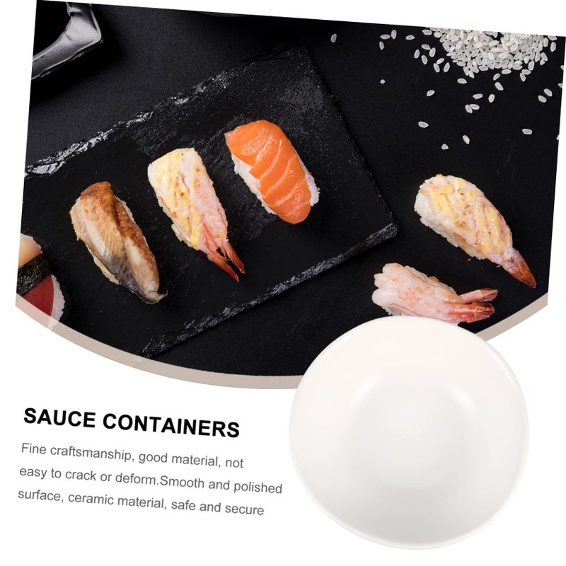 PRETYZOOM 4 Pieces Ceramic Sauce Dishes White Small Bowls For Dipping Sauce Serving Charcuterie - Image 3