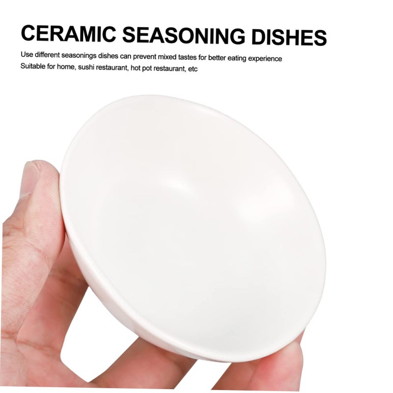 PRETYZOOM 4 Pieces Ceramic Sauce Dishes White Small Bowls For Dipping Sauce Serving Charcuterie - Image 4