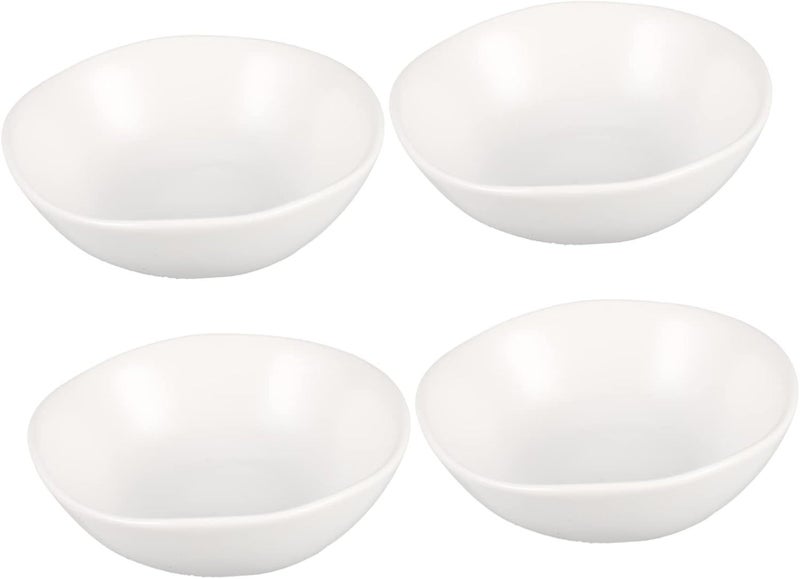 PRETYZOOM 4 Pieces Ceramic Sauce Dishes White Small Bowls For Dipping Sauce Serving Charcuterie - Image 1