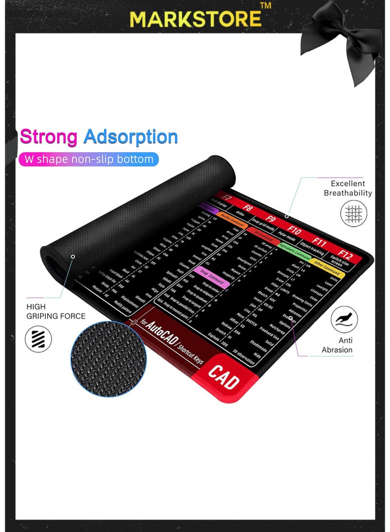 مارك ستور لوحة ماوس كبيرة XL، لوحة ماوس CAD Shortcut، لوحة ماوس كمبيوتر ممتدة/سجادة مكتب بحواف مخيطة للاعبي الألعاب والمكتب والمنزل (900 × 300 مم) - Image 2