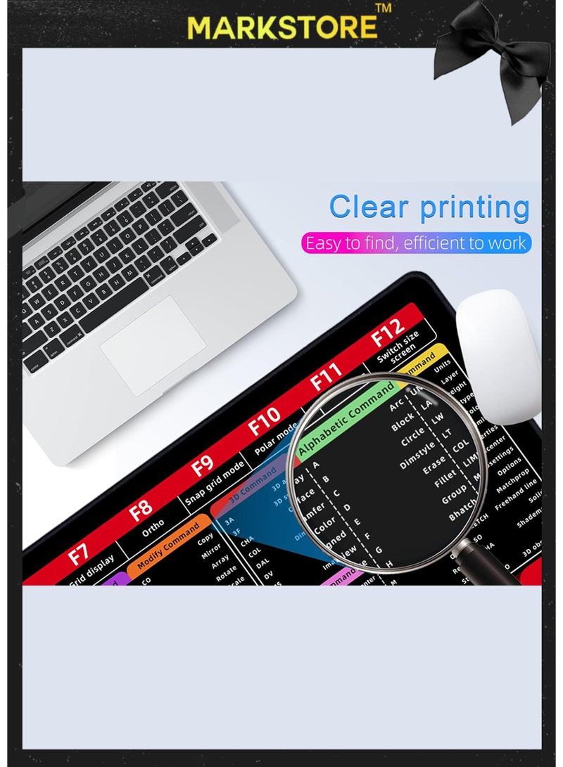 مارك ستور لوحة ماوس كبيرة XL، لوحة ماوس CAD Shortcut، لوحة ماوس كمبيوتر ممتدة/سجادة مكتب بحواف مخيطة للاعبي الألعاب والمكتب والمنزل (900 × 300 مم) - Image 3