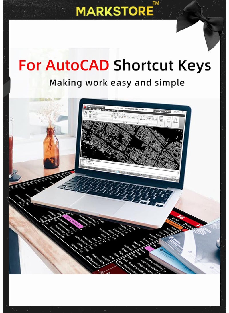 مارك ستور لوحة ماوس كبيرة XL، لوحة ماوس CAD Shortcut، لوحة ماوس كمبيوتر ممتدة/سجادة مكتب بحواف مخيطة للاعبي الألعاب والمكتب والمنزل (900 × 300 مم) - Image 4