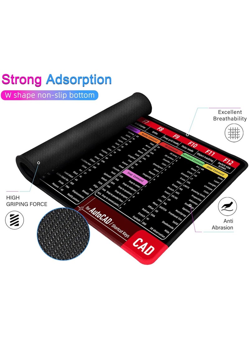 MARK STORE Large Mouse Pad XL, CAD Shortcut Mouse Pad, Extended Computer Mouse Pad/Desk Mat with Stitched Edges for Gamer, Office, Home (800x300mm)  - Image 2