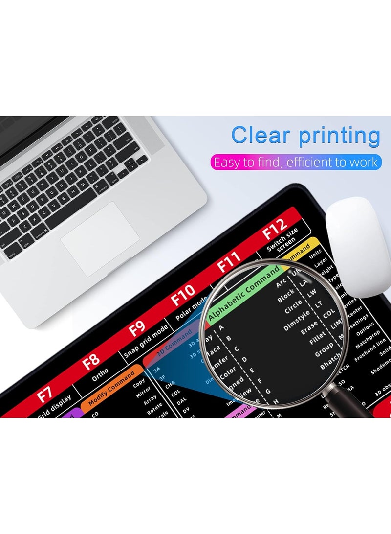 MARK STORE Large Mouse Pad XL, CAD Shortcut Mouse Pad, Extended Computer Mouse Pad/Desk Mat with Stitched Edges for Gamer, Office, Home (800x300mm)  - Image 3