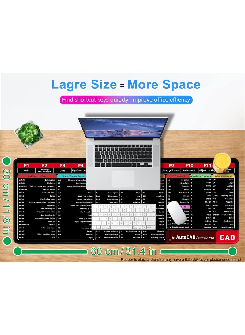MARK STORE Large Mouse Pad XL, CAD Shortcut Mouse Pad, Extended Computer Mouse Pad/Desk Mat with Stitched Edges for Gamer, Office, Home (800x300mm)  - Image 4