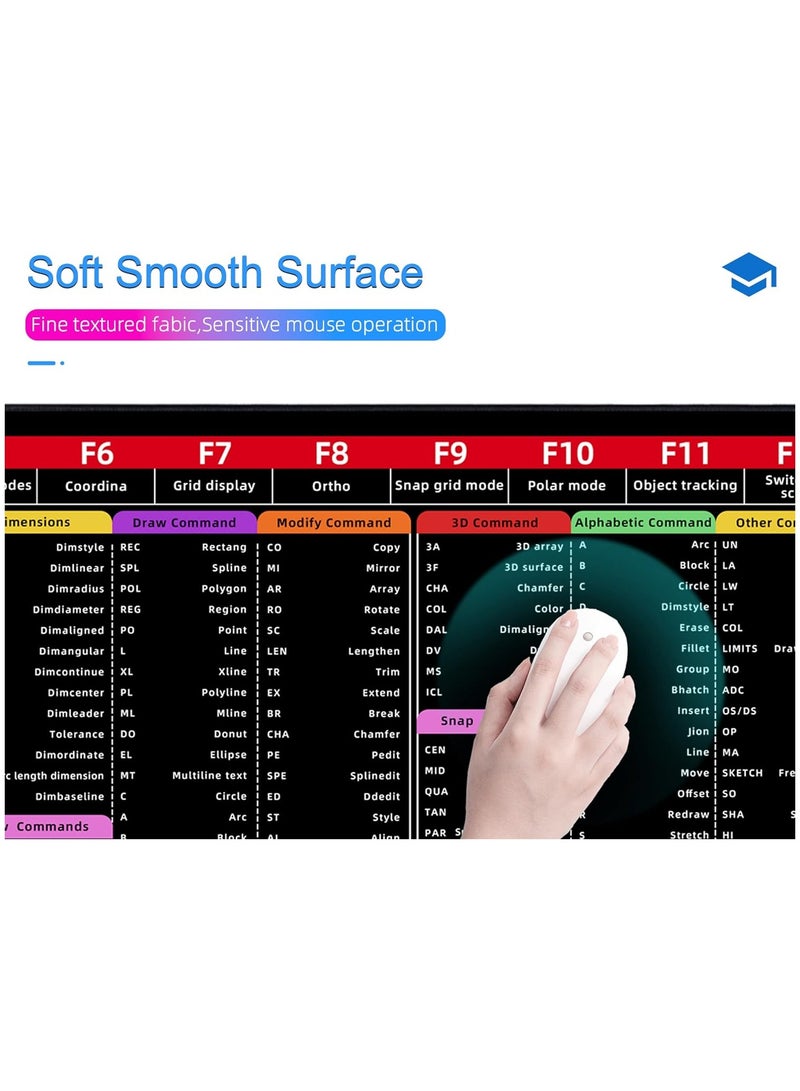 MARK STORE Large Mouse Pad XL, CAD Shortcut Mouse Pad, Extended Computer Mouse Pad/Desk Mat with Stitched Edges for Gamer, Office, Home (800x300mm)  - Image 5