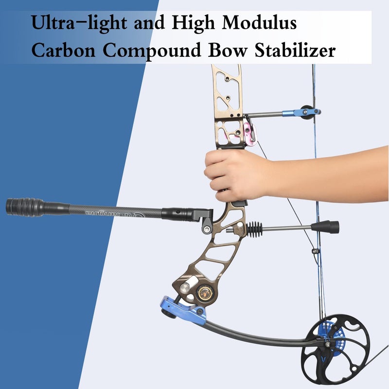 Perogen Archery Bow Stabilizer for Compound Bow Hunting 3K High Modulus Carbon Including dampers, Light Weighted, 8",10",12" in - Image 5