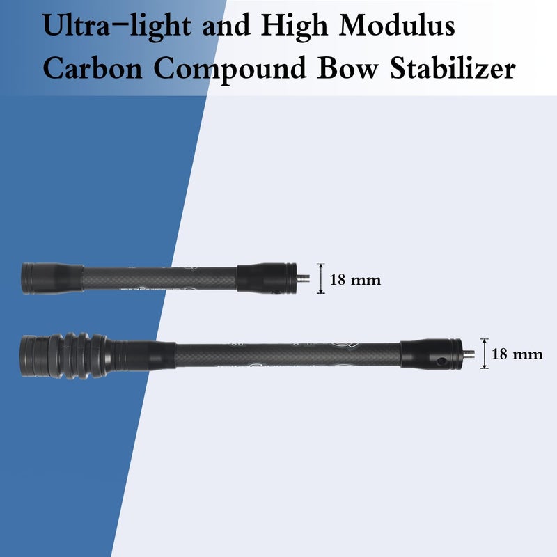 Perogen Archery Bow Stabilizer for Compound Bow Hunting 3K High Modulus Carbon Including dampers, Light Weighted, 8",10",12" in - Image 3