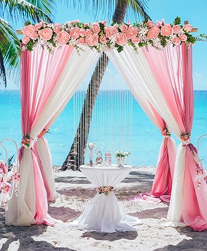 DearHouse 2Pack Artificial Peony Flower Garland - Silk Peony Garland with Pink Flowers for Wedding Party Table Decoration,6ft/Strand - Image 3