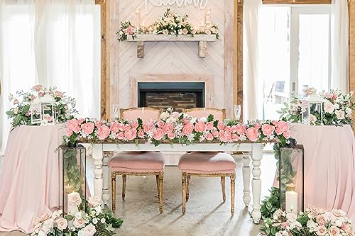 DearHouse 2Pack Artificial Peony Flower Garland - Silk Peony Garland with Pink Flowers for Wedding Party Table Decoration,6ft/Strand - Image 2