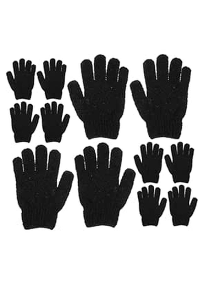 Black Exfoliating Bath Gloves 6 Pairs For Deep Cleansing Body Scrub Mitts Shower - Image 1
