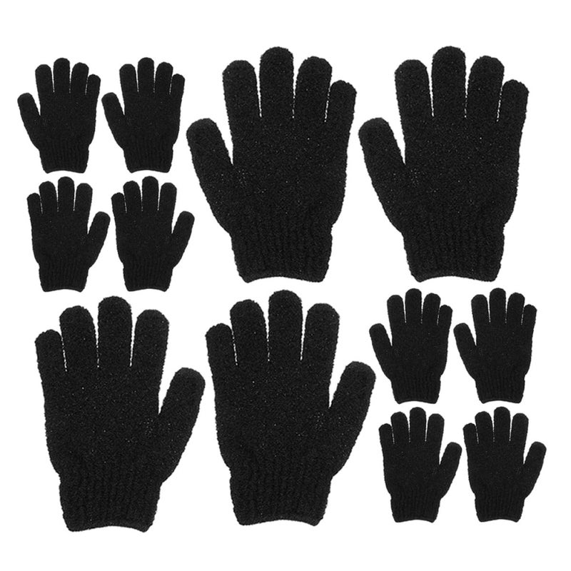 Black Exfoliating Bath Gloves 6 Pairs For Deep Cleansing Body Scrub Mitts Shower - Image 2