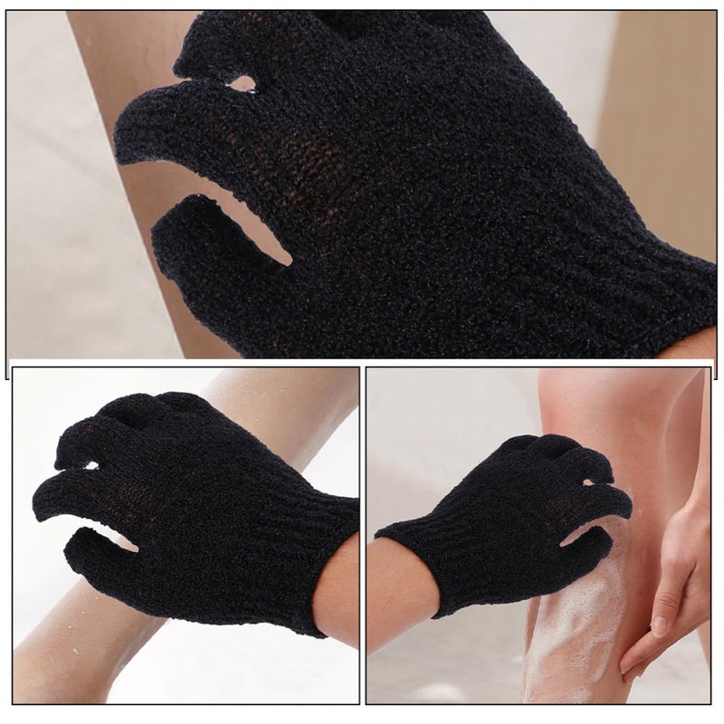 Black Exfoliating Bath Gloves 6 Pairs For Deep Cleansing Body Scrub Mitts Shower - Image 4