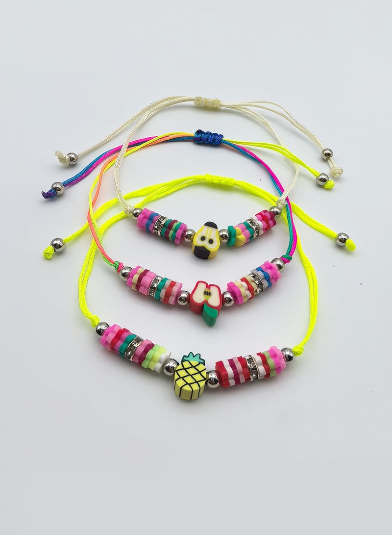 12 Pcs Bracelets for Kids Women, Colorful fruit Bracelets, Multicolor Woven adjustable Bracelets, Party Favors Prize for Kids Girls Friendship Bracelets  - Image 5