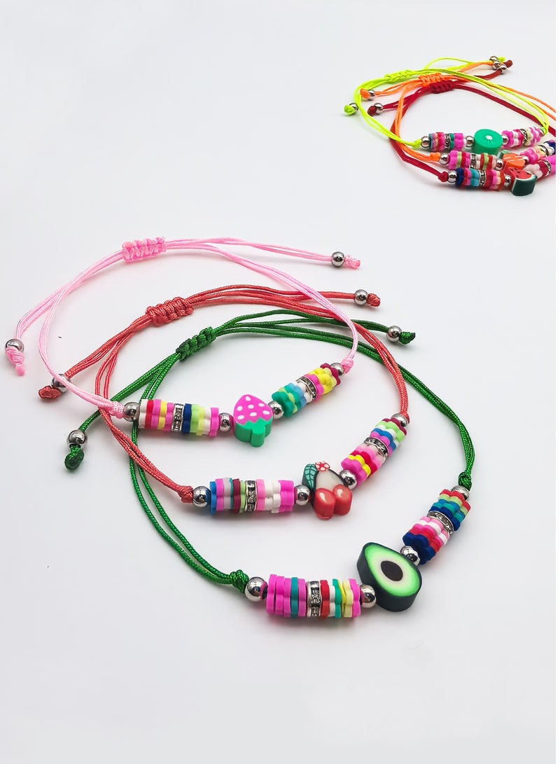 12 Pcs Bracelets for Kids Women, Colorful fruit Bracelets, Multicolor Woven adjustable Bracelets, Party Favors Prize for Kids Girls Friendship Bracelets  - Image 4